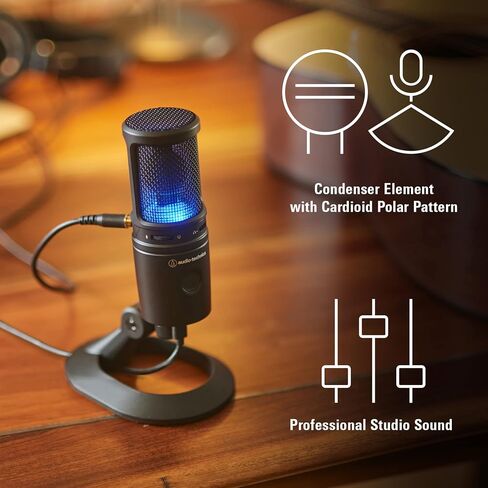 ميكروفون USB بمكثف قلبي من Audio-Technica AT2020USB-X، أسود (متجدد) in Saudi Arabia