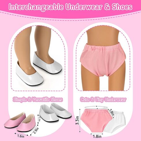 18 inch Doll Clothes and Accessories for American 18 Inch Dolls Girl Clothing Gift, 18Pcs Complete Set Clothing with Outfits, Dress, Shoes, Swimsuit, Underwear, Hat, Handbag, Clothes Hangers in Saudi Arabia