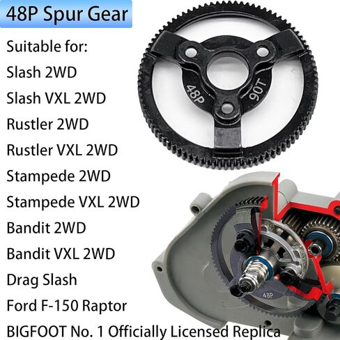 RC 48P 83T Spur Gear من الصلب المقوى Spur Gear ترقيات جزء لـ Traxxas 1/10 Slash Stampede Rustler Bandit 2WD VXL XL-5 F-150 SVT، (83T) in Kuwait