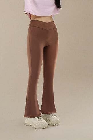 Girls’Flare Leggings Cross Waist Bell Bottoms Yoga Pants for Girls 7-14 Years in Kuwait