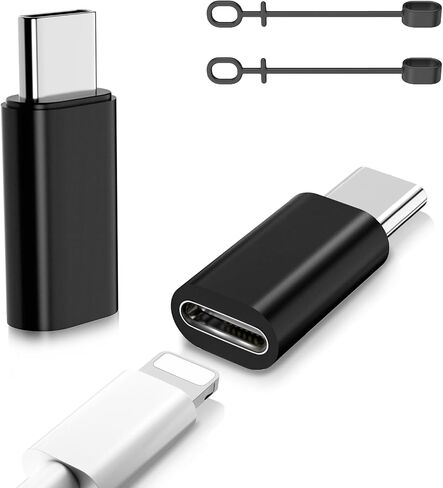 TiMOVO Adapter for Lightning Female to USB C Male Adapter, 4 Pack Adapter for Lightning USB-C Adapter, Data Sync Charger for i-Phone 15/16 Pro/Pro Max/Plus, iPad Pro/Air, Not for Audio/OTG, Black in Saudi Arabia