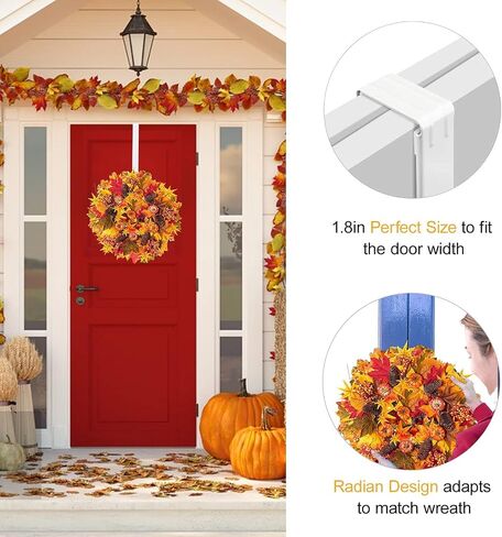 Kederwa Wreath Door Hanger, Adjustable Wreath Hook Holder from 15-24inch Metal Hanger for Halloween Fall Christmas Wreath Decorations in Saudi Arabia