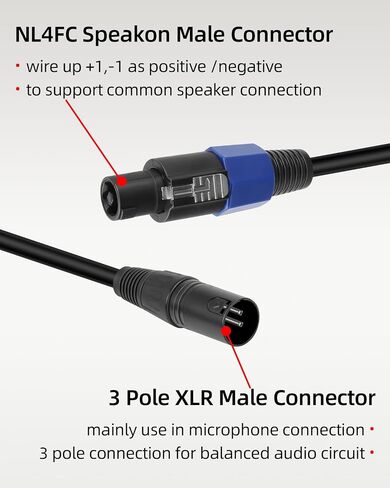 GELRHONR SpeakOn Male to XLR Male Connector Audio Extension Cable with Twist Lock for Mixer Boards, Junctions, Preamps, Speakers, etc (1.8M) in Kuwait