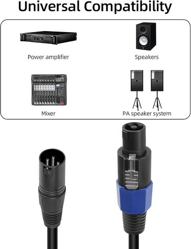 GELRHONR SpeakOn Male to XLR Male Connector Audio Extension Cable with Twist Lock for Mixer Boards, Junctions, Preamps, Speakers, etc (1.8M) in Kuwait