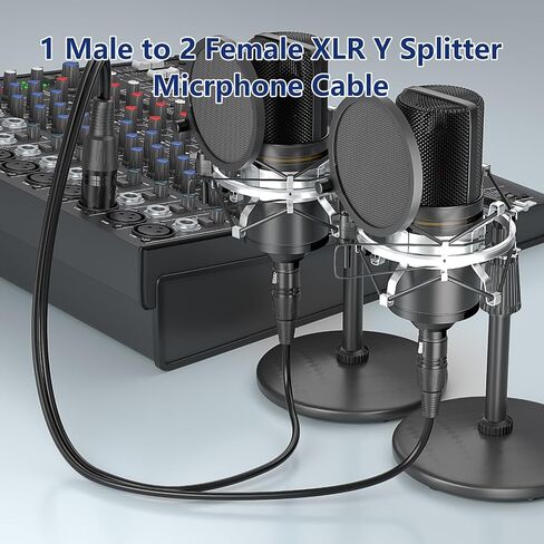 Dual Male XLR to Female XLR, Balanced XLR Splitter Cable XLR Splitter Cable 2 Male to 1 Female, XLR Cable 1 Female 2 Male (1, XLR F-2XLR M, 5Feet) in Saudi Arabia