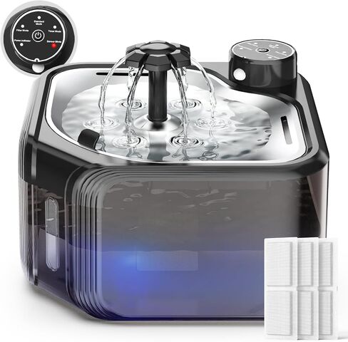 Battery Operated Cat Water Fountain, 2.8L/95oz Wireless Cat Water Fountain, Automatic Pet Water Fountain, Ultra Quiet Water Fountains for Cats Indoor, Motion Sensor, BPA-Free,Stainless Steel Lid in Saudi Arabia