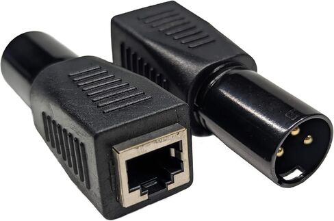 2 قطعة RJ45 إلى 3-Pin XLR DMX موصل RJ45 إيثرنت إلى 3 Pin XLR DMX ذكر محول كابل الصوت، 2xRJ45-DMX-3XM in Kuwait