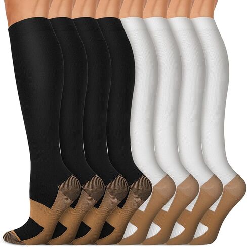 Copper Compression Socks 15-20 mmHg for Men & Women 8 Pairs – Circulation Support for Nurses, Travel, Running, Hiking, Soccer in Saudi Arabia