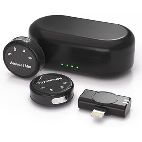 Wireless Lavalier Microphone with Noise Cancelling, Mic for Android, Wireless mics for Video Recording Interview Podcast Vlog, Mini Microphone for YouTube Tiktok, 60H Battery Life