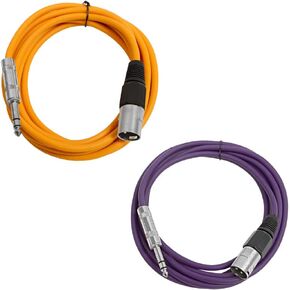 Seismic Audio - SATRXL-M10-2 Pack of 10 Foot 1/4 Inch TRS to XLR Male Patch Cables - Balanced - 10 Foot Patch Cord - Blue and Blue