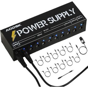 AODSK Guitar Effect Pedal Power Supply,9V/12V/18V DC Output,10 Isolated DC Output（AH-05）