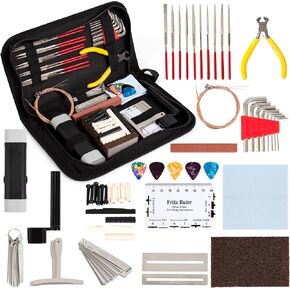 72PCS Guitar Repairing Tools Kit with Carry Bag, Guitar Maintenance Kit, Acoustic Electric guitar Ukulele Bass Banjo Maintenance Tool with Ruler Gauge Measuring Tool