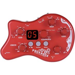 Guitar Tuner Pedal Guitar Multi Effects Pedal Distortion Guitar Pedal Portable Multi-effects Processor Effect Pedal 15 Effect Types 40 Drum Rhythms Tuning Function with Power Adapter