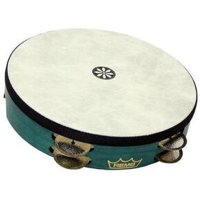 Remo Tar-Rine, 12" x 2-5/8", Fixed RENAISSANCE®, German Silver Jingle, 10 Pairs x 2 Rows, Venwood, Aqua, Layne Redmond