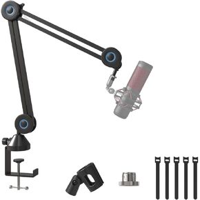 Suptek Microphone Boom Arm - Adjustable Mic Stand with Cable Management for HyperX QuadCast, SoloCast, Blue Yeti, Snowball, Fifine, Shure SM7B and More, MIC01