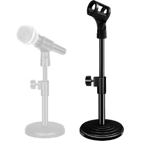 5 Core Desk Microphone Stand • Height Adjustable Desktop Mic Stand • Round Base • Table Mic Holder with Universal Mic Clip and 3/8" to 5/8" Screw- MS RBS BOOM