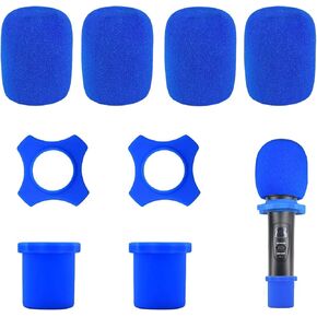 أغطية الميكروفون، غطاء ميكروفون قابل لإعادة الاستخدام، أغطية ميكروفون محمولة مقاومة للاهتزاز ومضادة للدوران للميكروفونات مع حلقة من السيليكون وغطاء قضيب سفلي، مثالية لـ KTV، والمقابلة، والتسجيل in Kuwait