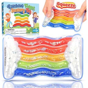 Sensory Fidget Toys for Kids Toddlers - Squishy Sensory Products for Autistic Autism Children Special Needs, Fidget Stress Anxiety Relief Toys for Calm Down, Squeeze Sensory Tube Filled Goo, Glitter