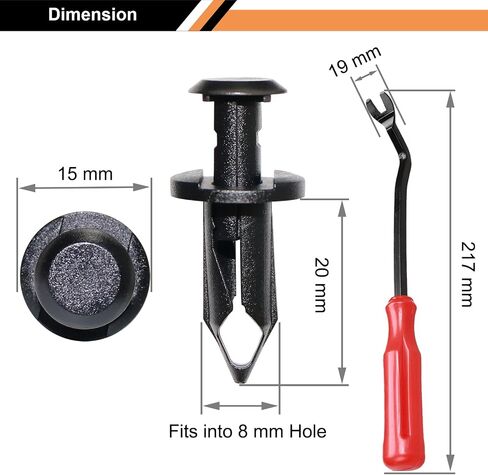 Pack of 100 Replacement for Can Am 293150089 ATV UTV Fit 8mm 5/16 inch Hole Fender Rivet Plastic Clip Push Pin Splash Guard Body Panel Retainer Motorcycle Black Nylon Fastener for Bombardier in Saudi Arabia