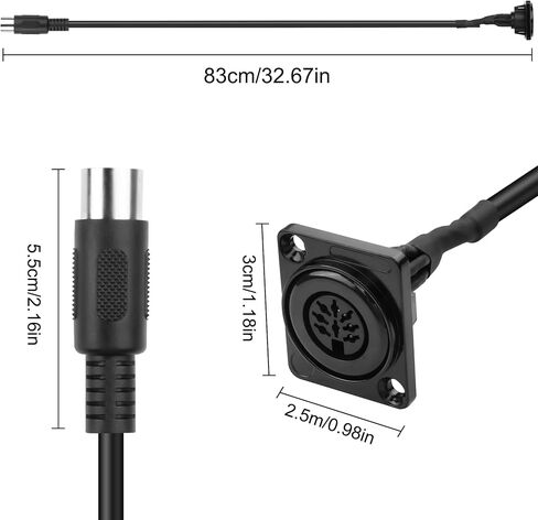 MEIRIYFA D-Type 8 Pin DIN MIDI تمديد كابل MIDI DIN 8 دبوس ذكر إلى أنثى موصل محول لوحة جبل سلك الصوت لـ Bang Olufsen PowerLink MK2-83CM (DIN ذكر) in Saudi Arabia