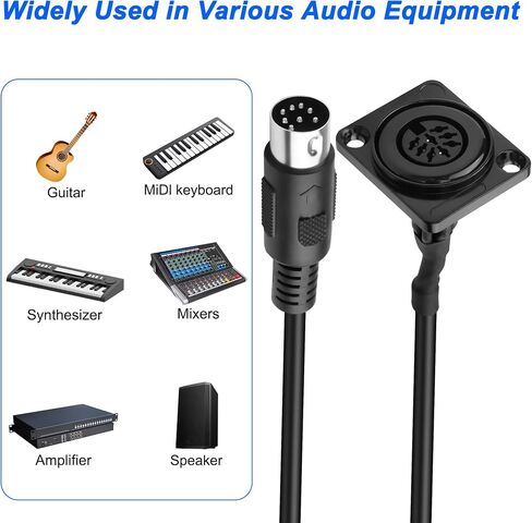 MEIRIYFA D-Type 8 Pin DIN MIDI تمديد كابل MIDI DIN 8 دبوس ذكر إلى أنثى موصل محول لوحة جبل سلك الصوت لـ Bang Olufsen PowerLink MK2-83CM (DIN ذكر) in Saudi Arabia
