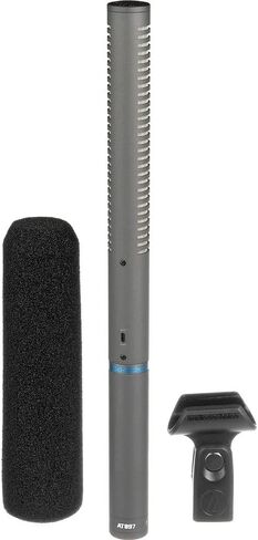حزمة ميكروفون Audio-Technica AT897 Shotgun مع حامل الصدمات العالمي Auray DUSM-1، وأداة Windbuster المخصصة من Auray، وكابل XLR-XLR in Kuwait