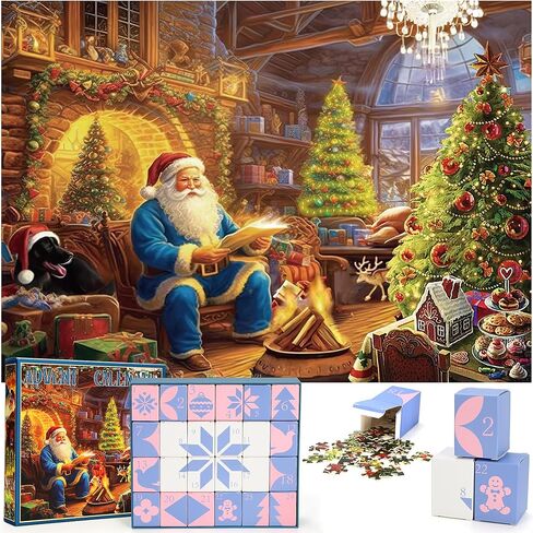 Advent Calendar 2024 Christmas Jigsaw Puzzles, Christmas Countdown Calendar for Kids Teens Adults, 24 Boxes of 1008 Pcs Puzzles Advent Calendars Christmas Gifts Toys for Kids,G7165 in Saudi Arabia