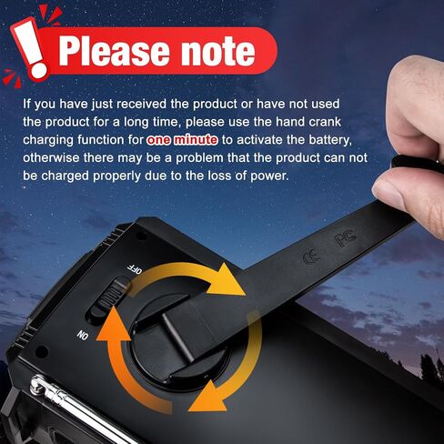 Hand Crank Emergency Radio 7400mWh (2000mAh) Solar Hand Crank Radio Built in 3 Charging Cables AM/FM/NOAA Weather Radio Battery Operated Hand Crank Charger for Emergency Supplies Survival Gear in Kuwait