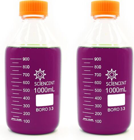 (Pack of 2) 500ml Leak Proof Media Bottles Super Thick Graduated with GL45 Screw Cap Durable 500ml bottle in Saudi Arabia