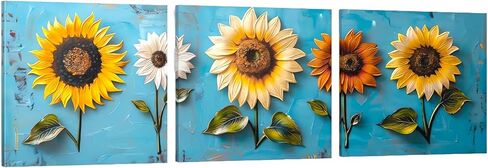 SSRTK Large Living Room Textured Wall Art Poppy Painting 3 Piece Set Canvas Flower Wall Decor for Women's Room Modern Home Oil Painting Living Artwork with Inner Frame 24X24 inches in Saudi Arabia
