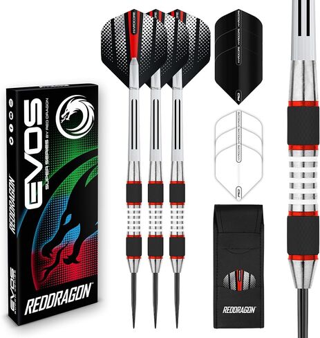 مجموعة سهام التنغستن من سلسلة RED DRAGON Evo مع رحلات جوية وأعمدة (سيقان) ومحفظة in Saudi Arabia