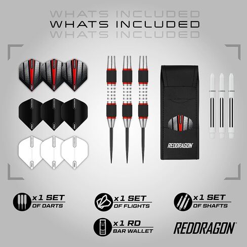 مجموعة سهام التنغستن من سلسلة RED DRAGON Evo مع رحلات جوية وأعمدة (سيقان) ومحفظة in Saudi Arabia