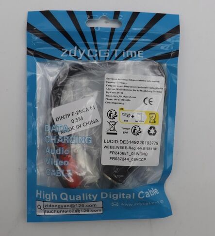 zdyCGTime Din 7 Pin to RCA Cable,7 Pin DIN to RCA Cable, 7-Pin MIDI Female Plug to 2 RCA Male Audio Adapter Cord for Bang & Olufsen, Naim, Quad.Stereo Systems (0.5 m) (0.5m) in Kuwait