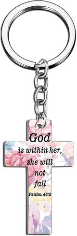 OEHEDOU Christian Gifts For Women Cross Keychain Religious Gifts For Women Girls Spiritual Gifts For Women Bible Verse Prayers Gifts Faith Based Gifts God Is Within Her She Will Not Fall in Kuwait