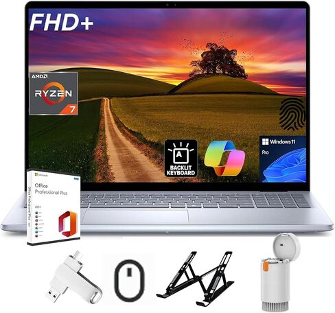 Dell 2024 Newest Inspiron 16 Laptop, 16" FHD+ Display, AMD Ryzen 7-8840U, 32 GB DDR5, 1 TB SSD, Wi-Fi 6E, Backlit Keyboard, Windows 11 Pro & Microsoft Office Lifetime License in Saudi Arabia