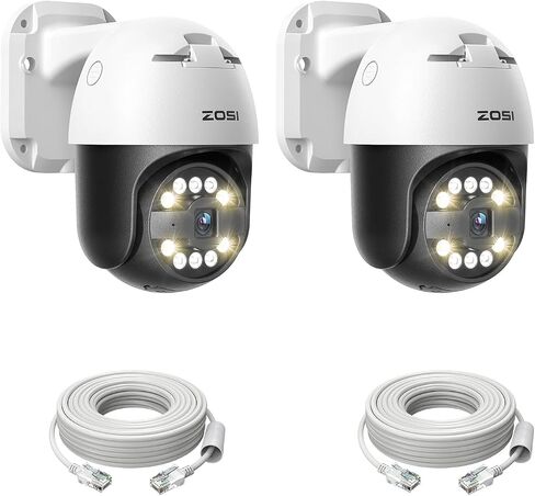 ZOSI C298 Pro 4K 8MP Add-on Dual-Lens(2x4MP) Security Camera Outdoor, 360 View Pan/Tilt PoE IP Camera, AI Human Vehicle Detect, Auto Track, Color Night Vision, SD Card Storage, Only Work with Our NVR in Saudi Arabia
