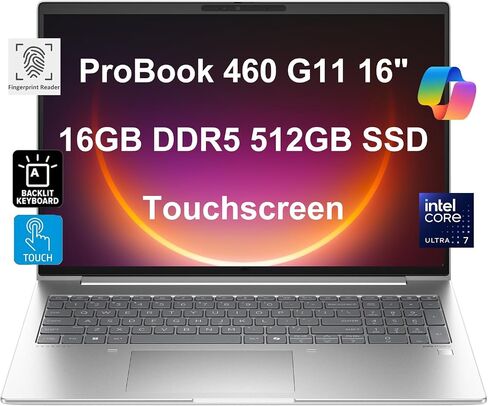 ProBook 460 G11 Business Laptop (16" FHD+ Touchscreen, Ultra 7 155U, 64GB DDR5 RAM, 2TB SSD, 12-Core ( > i7 )) Backlit, 5MP IR Webcam, Fingerprint, Wi-Fi 6E, Ethernet, Win 11 Pro w/AI Copilot in Saudi Arabia
