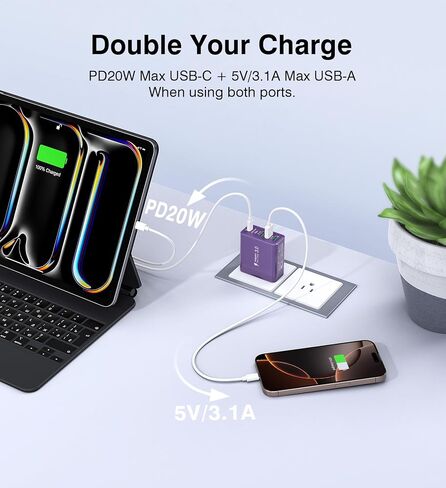 USB C Charger Block, [2-Pack] 50W 5-Port USB C Wall Charger Type C Charger Fast Charging Blocks Cube, Multiple Ports Power Adapter QC Wall Plug for iPhone 16 15 14 13 12 Pro Max Galaxy Tablet, Black in Saudi Arabia