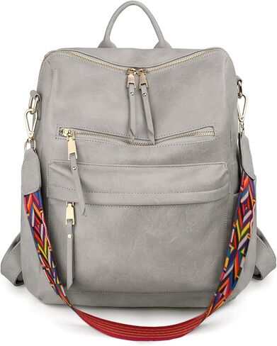 UTO Backpack Purse for Women Stylish Vegan Leather Shoulder Bag Designer Travel Purse with Detachable Colorful Strap in Saudi Arabia