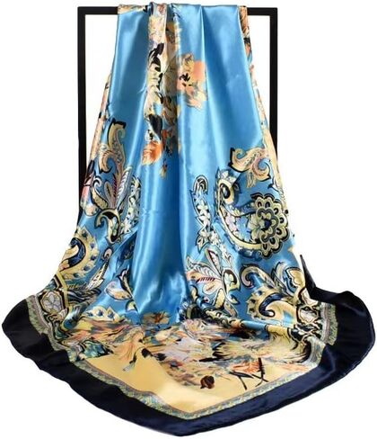 Stlvoll 5PCS Large Satin Head Scarves - Silk Square Like Neck Scarf Hair Wraps Headscarf for Sleeping Head Scarf Bundle 35 in in Saudi Arabia