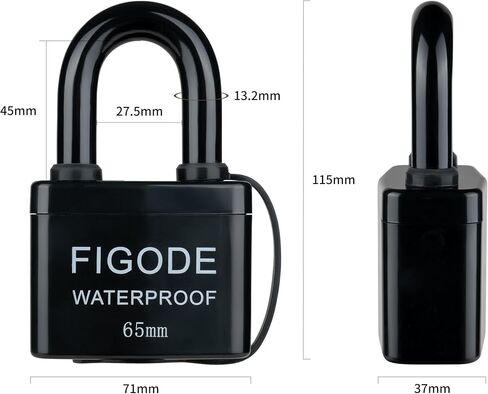 FIGODE® قفل وسادة قوي كبير مع مفاتيح، 2.8 بوصة. قفل مقاوم للماء في الهواء الطلق، مغطى بقفل فولاذي مصفح عالي التحمل in Kuwait