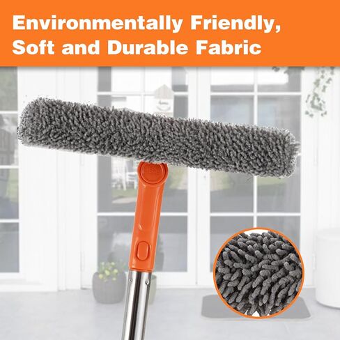Professional Window Squeegee,2 in 1 Squeegee Window Cleaner with Long Stainless Steel Handle,Sponge Car Window Squeegee for Gas Station, Glass,Shower,Outdoor High Window Cleaning (long pole) in Kuwait