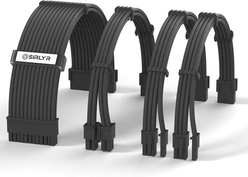 ملحق كابل Sirlyr PSU، كابل إمداد طاقة مخصص للكمبيوتر الشخصي مسبقًا، 1 × 24 دبوس ATX / 1 × 8 (4+4) دبوس EPS/أطول 2X 8 (6+2) دبوس Pcie مطلي بالذهب، أكمام من النايلون أبيض أحمر أزرق، 4 أطقم in Kuwait