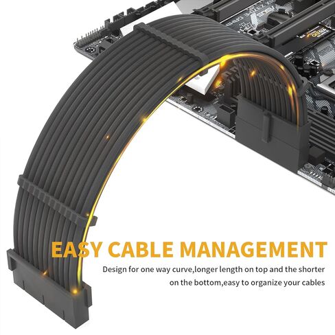 ملحق كابل Sirlyr PSU، كابل إمداد طاقة مخصص للكمبيوتر الشخصي مسبقًا، 1 × 24 دبوس ATX / 1 × 8 (4+4) دبوس EPS/أطول 2X 8 (6+2) دبوس Pcie مطلي بالذهب، أكمام من النايلون أبيض أحمر أزرق، 4 أطقم in Kuwait