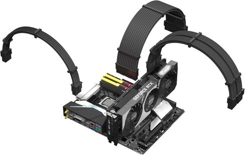 ملحق كابل Sirlyr PSU، كابل إمداد طاقة مخصص للكمبيوتر الشخصي مسبقًا، 1 × 24 دبوس ATX / 1 × 8 (4+4) دبوس EPS/أطول 2X 8 (6+2) دبوس Pcie مطلي بالذهب، أكمام من النايلون أبيض أحمر أزرق، 4 أطقم in Kuwait