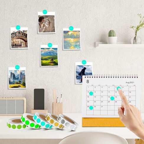 1000PCS Teal Blue Colored Dot Stickers Round Coding Circle Label Stickers 0.5 inch Label in Dispenser Box for Office Classroom in Kuwait