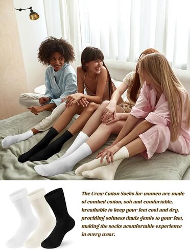 10 أزواج من الجوارب النسائية الناعمة المصنوعة من القطن، جوارب مريحة تسمح بالتهوية، جورب منتصف الساق للحمل وكبار السن in Kuwait
