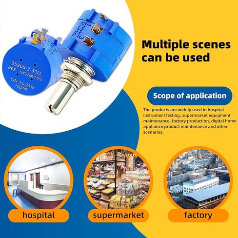 3590S-2-103L 10K，2PCS 10kohm 10-Turn Rotary Wire Wound Precision Potentiometer with 2PCS Adjustable Resistor Counting Dial Rotary Knob in Kuwait