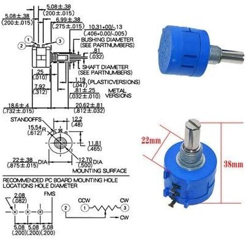 3590S-2-103L 10K，2PCS 10kohm 10-Turn Rotary Wire Wound Precision Potentiometer with 2PCS Adjustable Resistor Counting Dial Rotary Knob in Kuwait