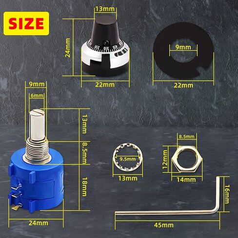 3590S-2-103L 10K，2PCS 10kohm 10-Turn Rotary Wire Wound Precision Potentiometer with 2PCS Adjustable Resistor Counting Dial Rotary Knob in Kuwait